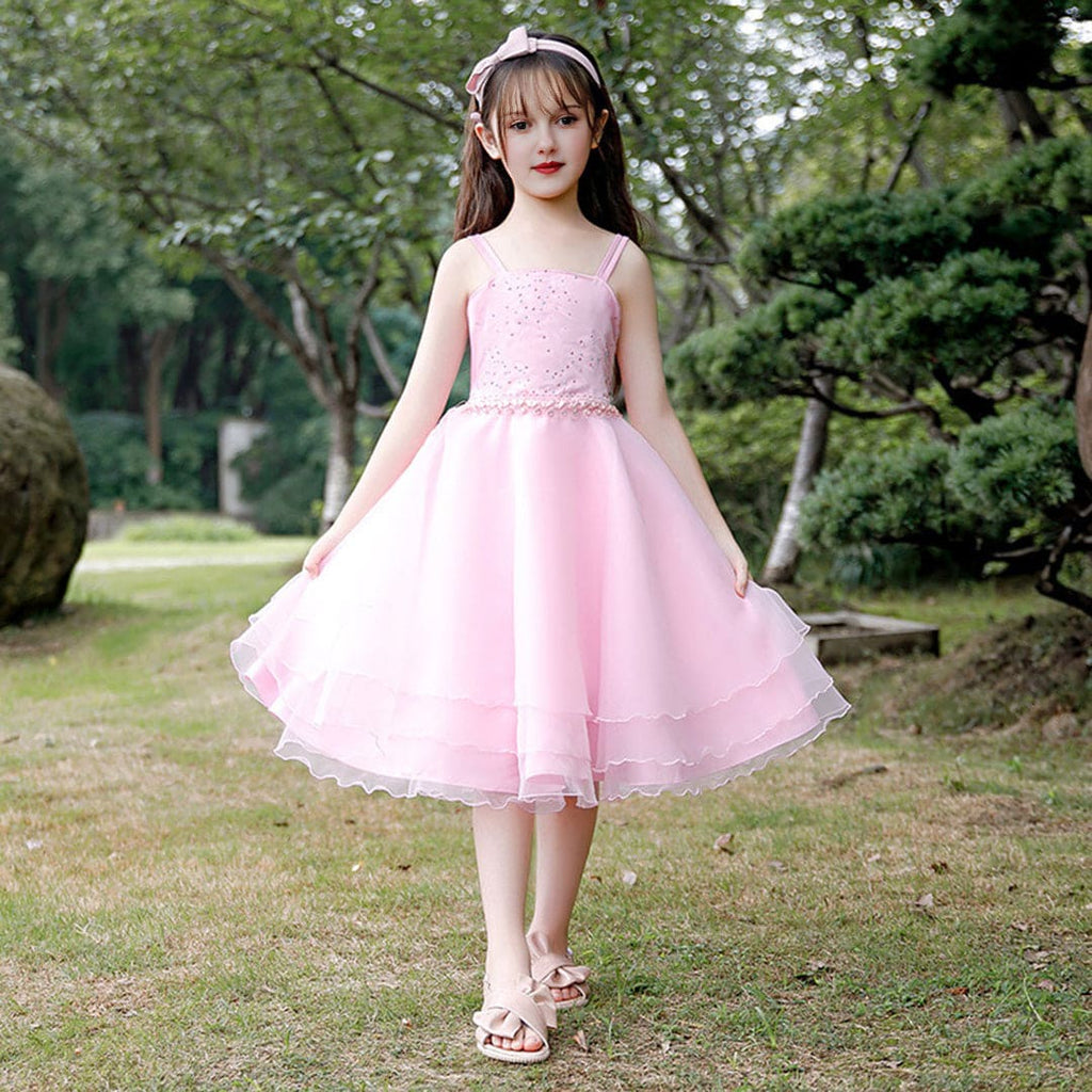 Girls Embellished Princess Partywear Dress Party Dresses Pink 5-6 Y 