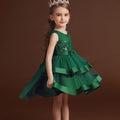 Girls Green High Low Princess Partywear Dress With Bow Party Dresses Green 2-3 Y 
