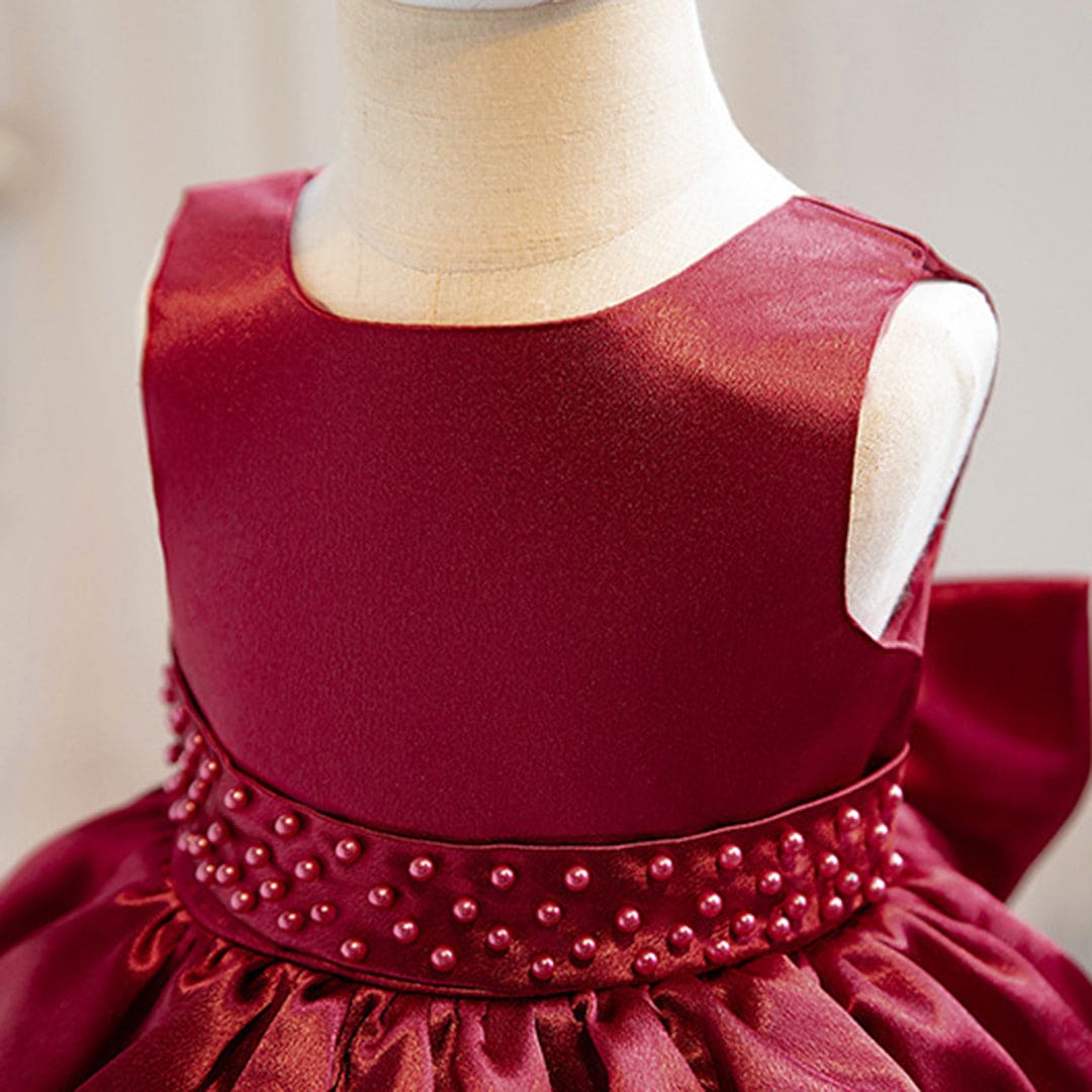 Girls Red Fluffy High - Low Princess Partywear Dress Party Dresses   
