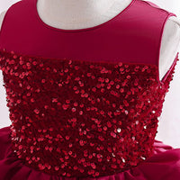 Girls Red Tiered Flared Partywear Dress Party Dresses   