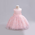 Girls Pink Pearl Neckline Tutu Partywear Dress With Back Bow Party Dresses Pink 1-2 Y 