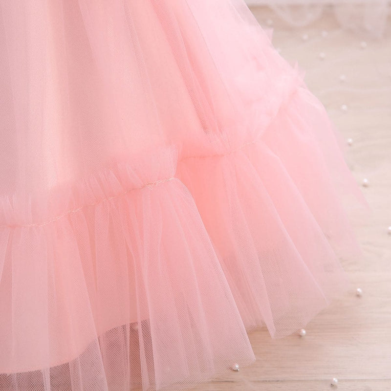 Girls Flutter Sleeve Puffy Partywear Dress Party Dresses   