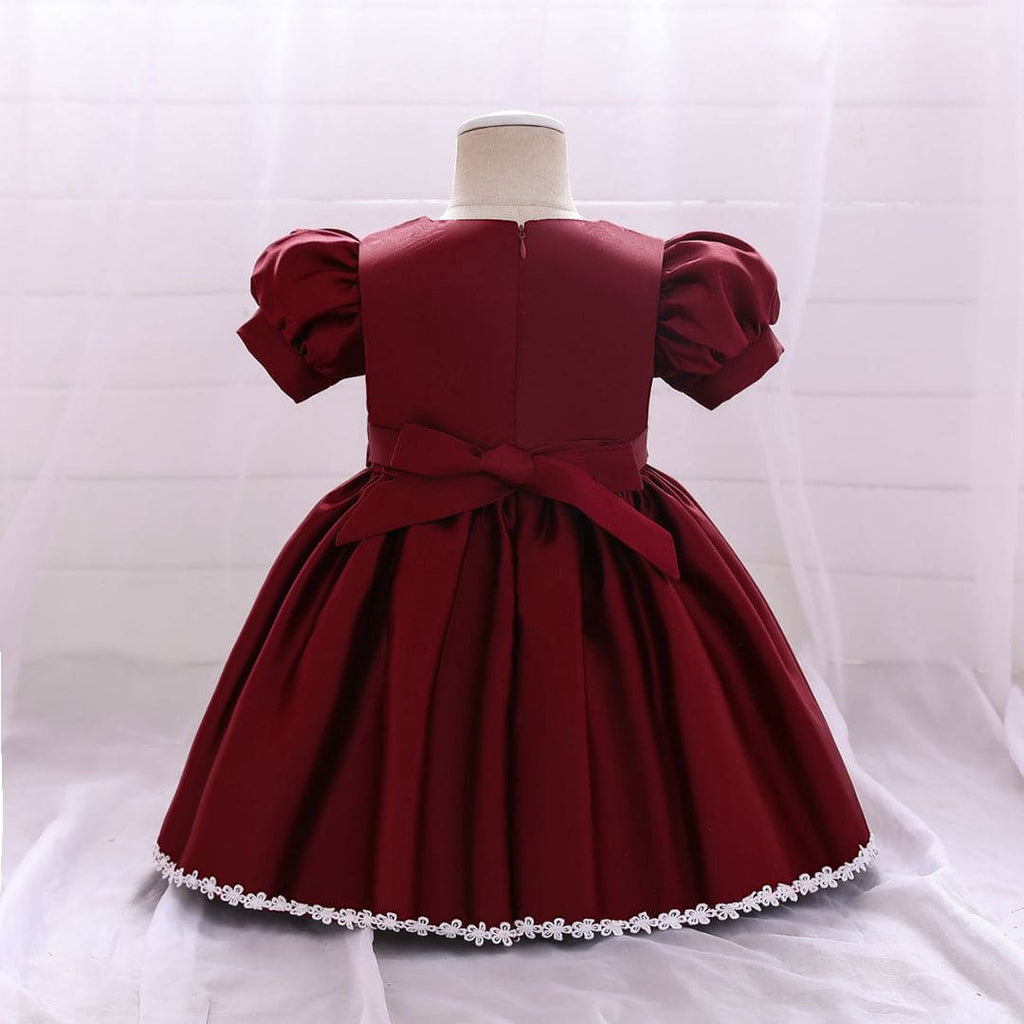 Girls Maroon Princess Partywear Dress Party Dresses   
