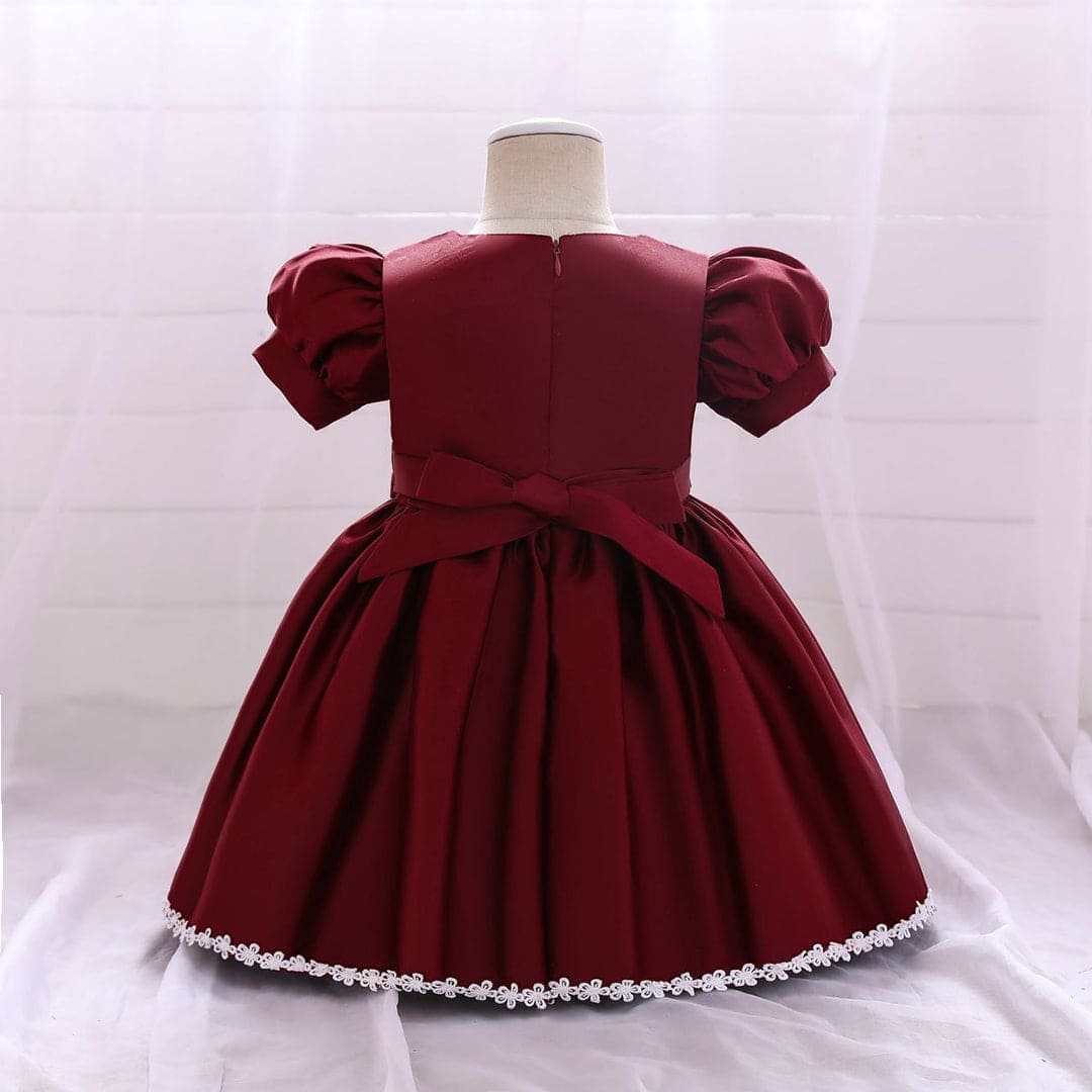 Girls Maroon Princess Partywear Dress Party Dresses   