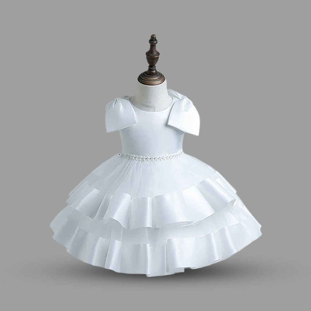 Girls White Fluffy Tiered Partywear Dress Party Dresses White 1-2 Y 