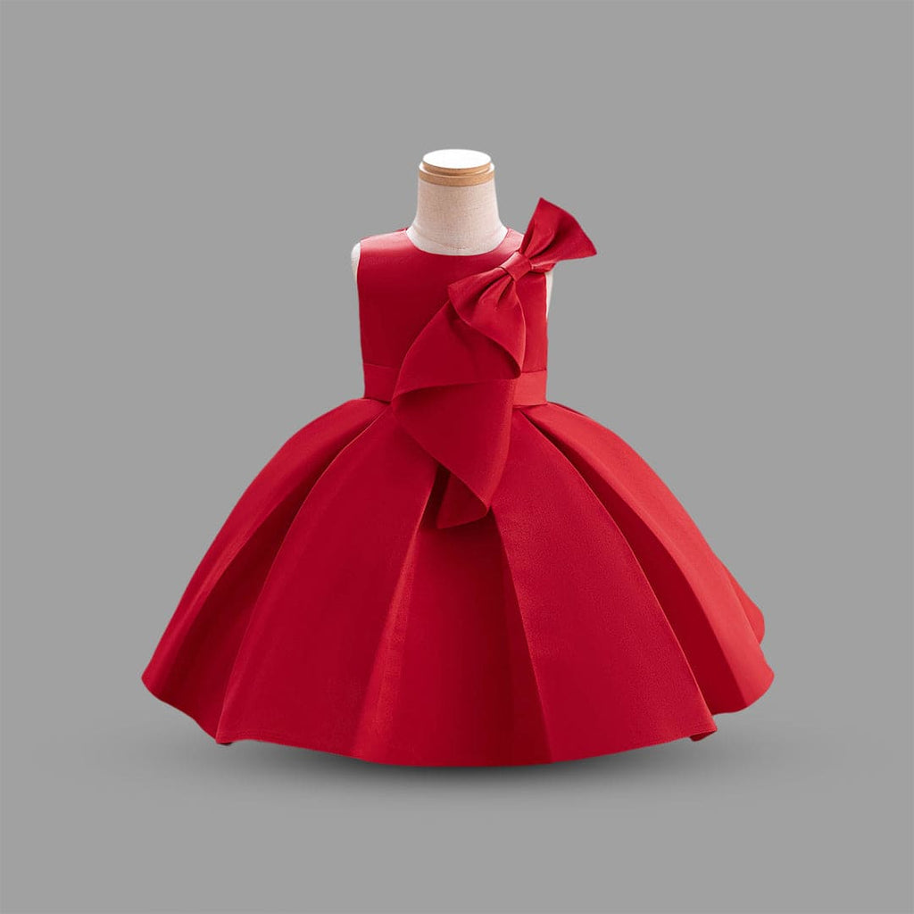 Girls Red Princess Bow Partywear Dress Party Dresses Red 1-2 Y 