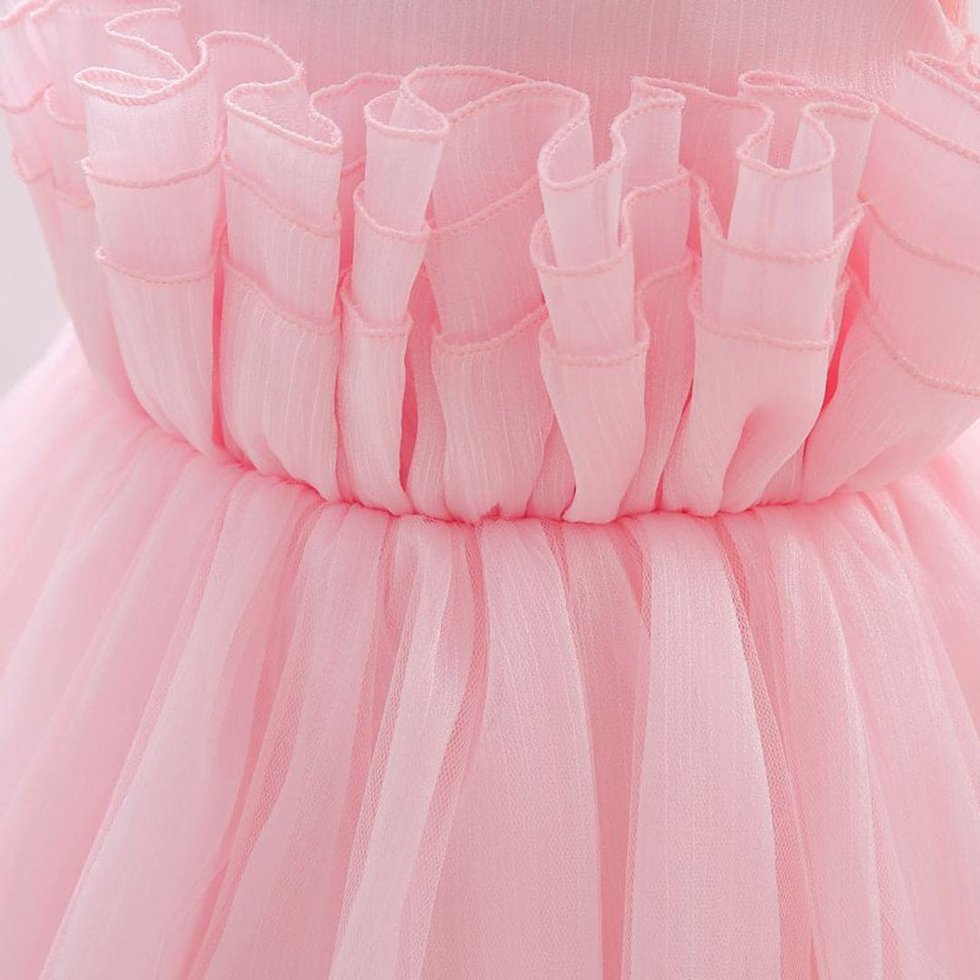 Girls Pink Catwalk Flared Partywear Dress Party Dresses   