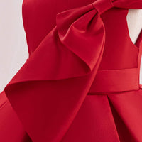 Girls Red Princess Bow Partywear Dress Party Dresses   