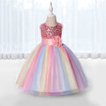 Girls Pink Flower Mesh Sequined Partywear Dress Party Dresses Pink 3-4 Y 