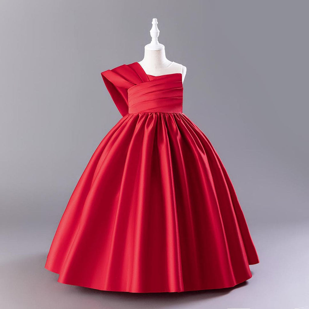 Girls Red One- Shoulder Princess Partywear Dress Party Dresses Red 5-6 Y 