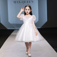 Girls White Sweetheart Neck Princess Partywear Dress Party Dresses   