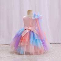 Girls Colourful Gradient High End Partywear Dress Party Dresses