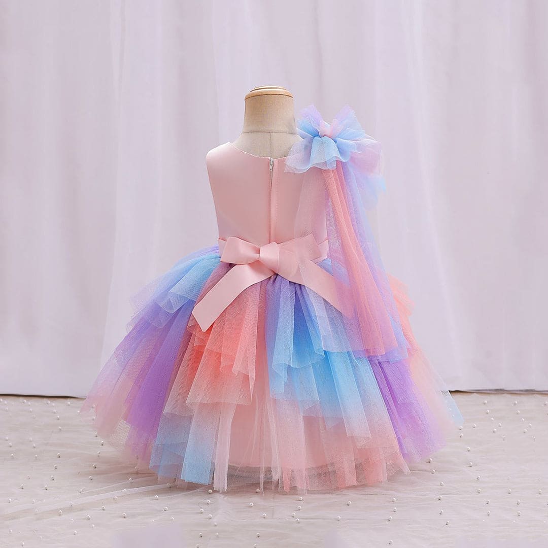 Girls Colourful Gradient High End Partywear Dress Party Dresses