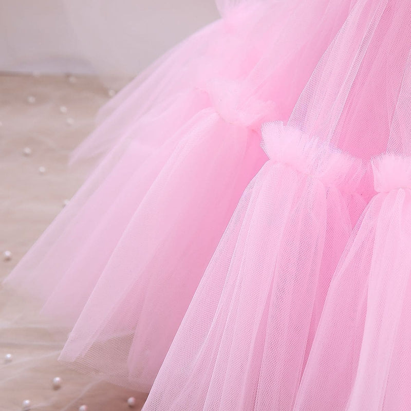 Girls  Pink Puffy Catwalk Partywear Dress Party Dresses   