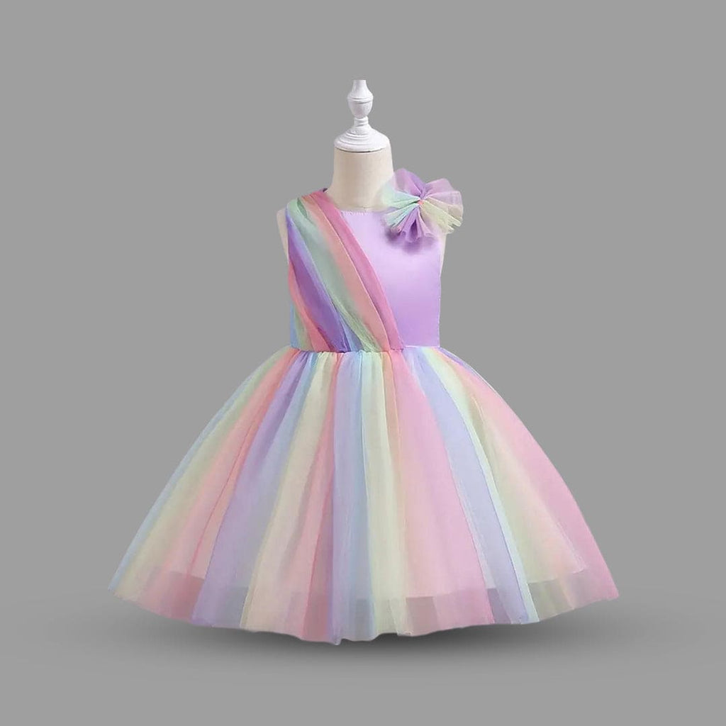 Girls Rainbow Cute Princess Partywear Dress Party Dresses Purple 4-5 Y 