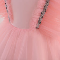 Girls Flutter Sleeve Puffy Partywear Dress Party Dresses   