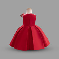 Girls Red Princess Bow Partywear Dress Party Dresses   