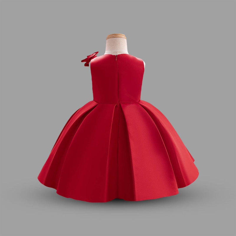 Girls Red Princess Bow Partywear Dress Party Dresses   