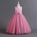 Girls Pink Pearl Big Bow Puffy Partywear Dress Party Dresses Pink 5-6 Y 