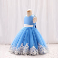 Girls Puffy Sleeveless Mesh Embroidered Partywear Dress Party Dresses   