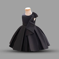Girls Black Princess Bow Partywear Dress Party Dresses   