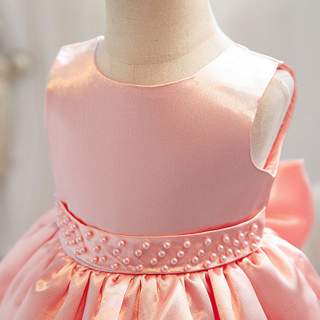 Girls Peach Fluffy High - Low Princess Partywear Dress Party Dresses   