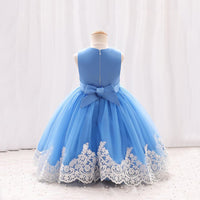 Girls Puffy Sleeveless Mesh Embroidered Partywear Dress Party Dresses   