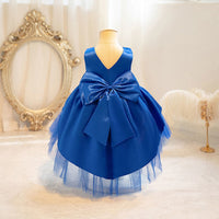 Girls Blue Fluffy High - Low Princess Partywear Dress Party Dresses   