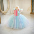 Girls Blue Fluffy Ombre Partywear Dress Party Dresses Light Blue 1-2 Y 