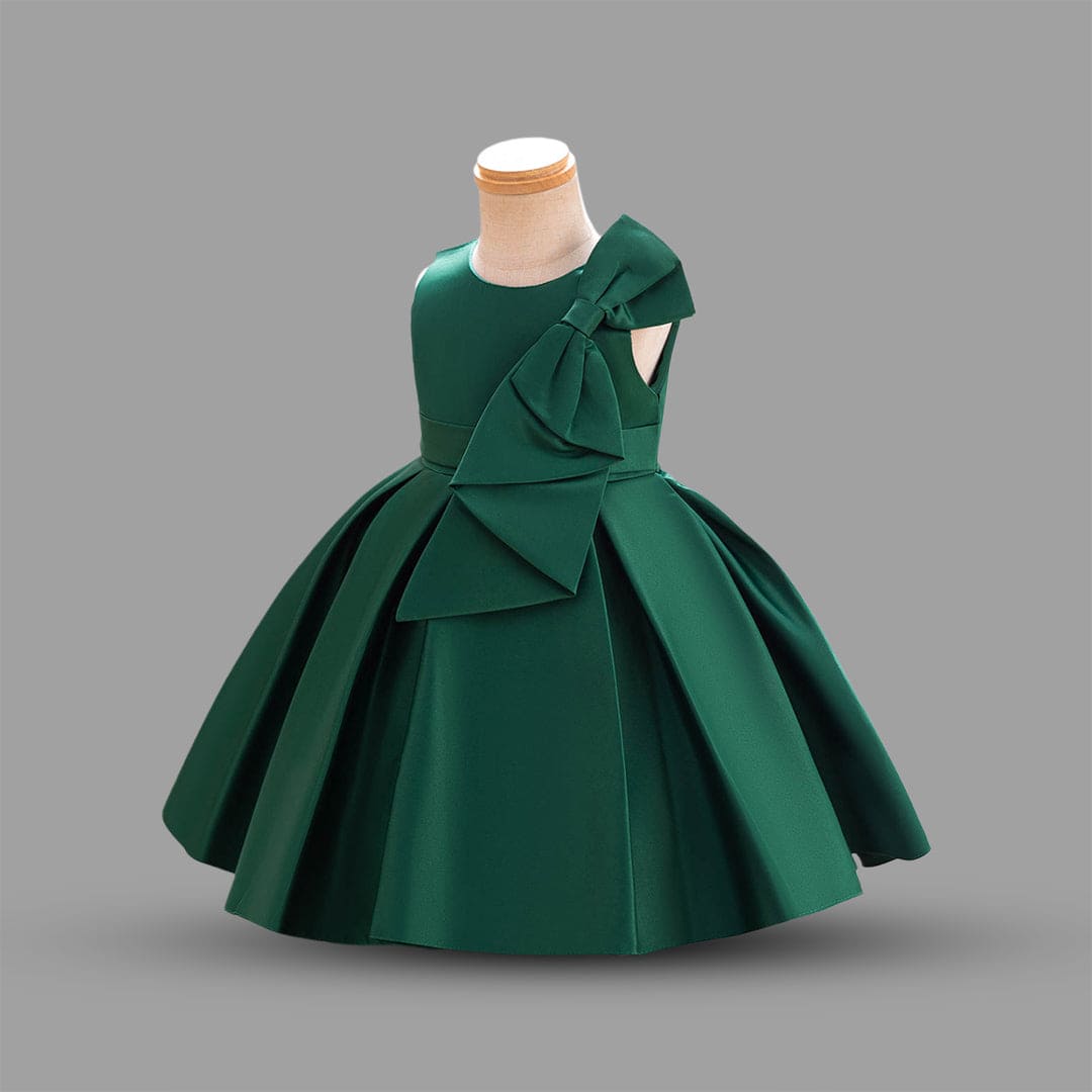 Girls Green Princess Bow Partywear Dress Party Dresses   