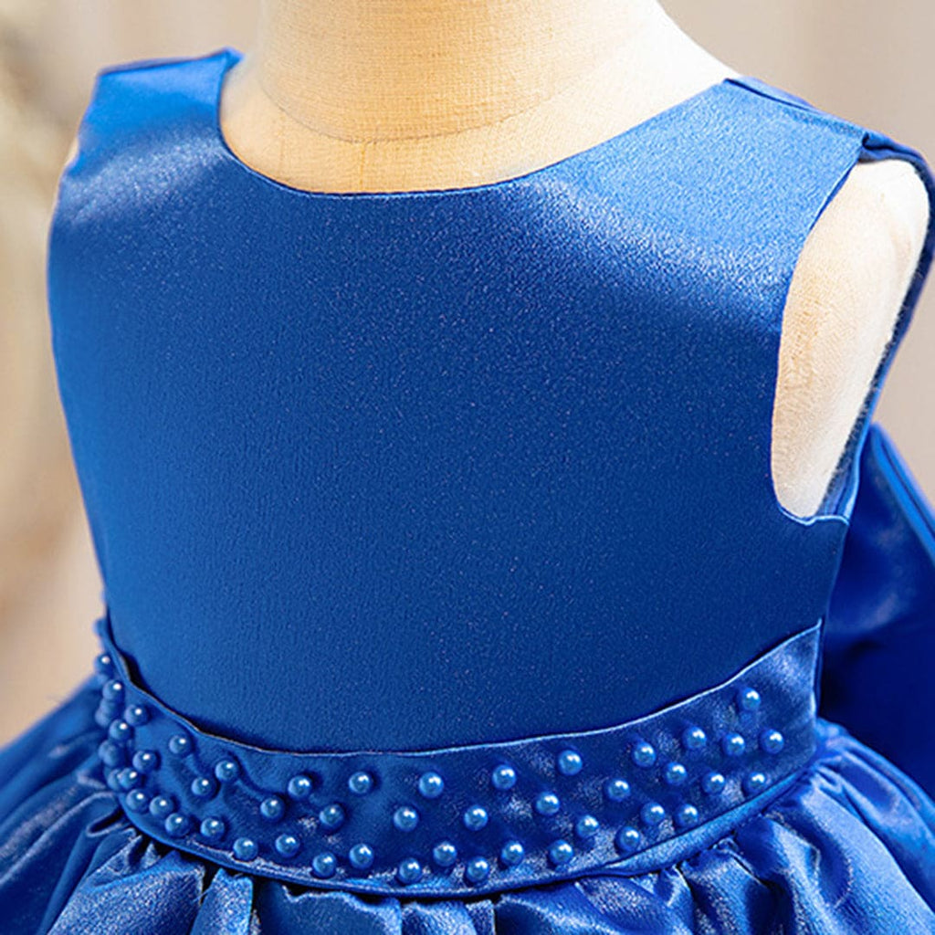 Girls Blue Fluffy High - Low Princess Partywear Dress Party Dresses   
