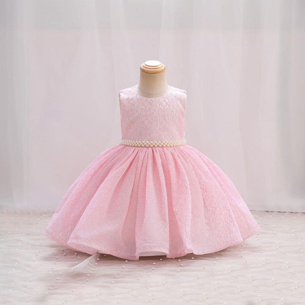 Girls Pink Embellished Puffy Partywear Dress Party Dresses Pink 1-2 Y 