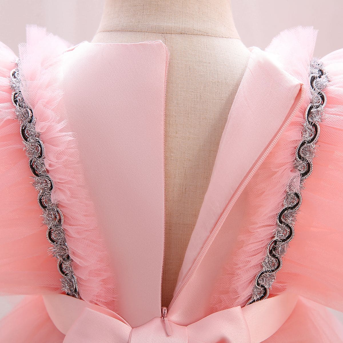 Girls Flutter Sleeve Puffy Partywear Dress Party Dresses   