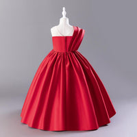 Girls Red One- Shoulder Princess Partywear Dress Party Dresses   