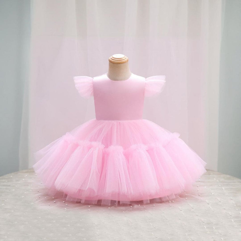 Girls  Pink Puffy Catwalk Partywear Dress Party Dresses   