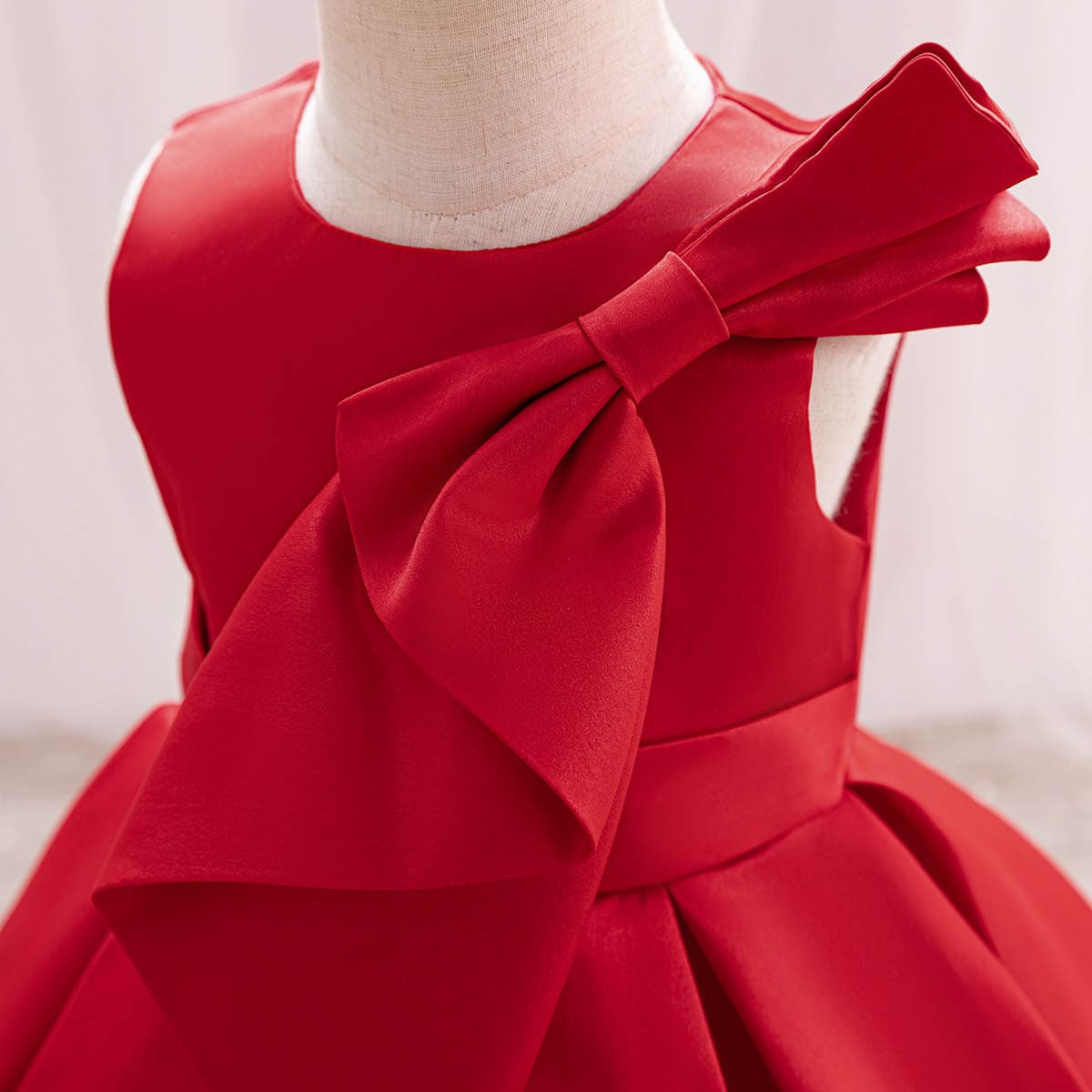 Girls Red Princess Bow Partywear Dress Party Dresses   