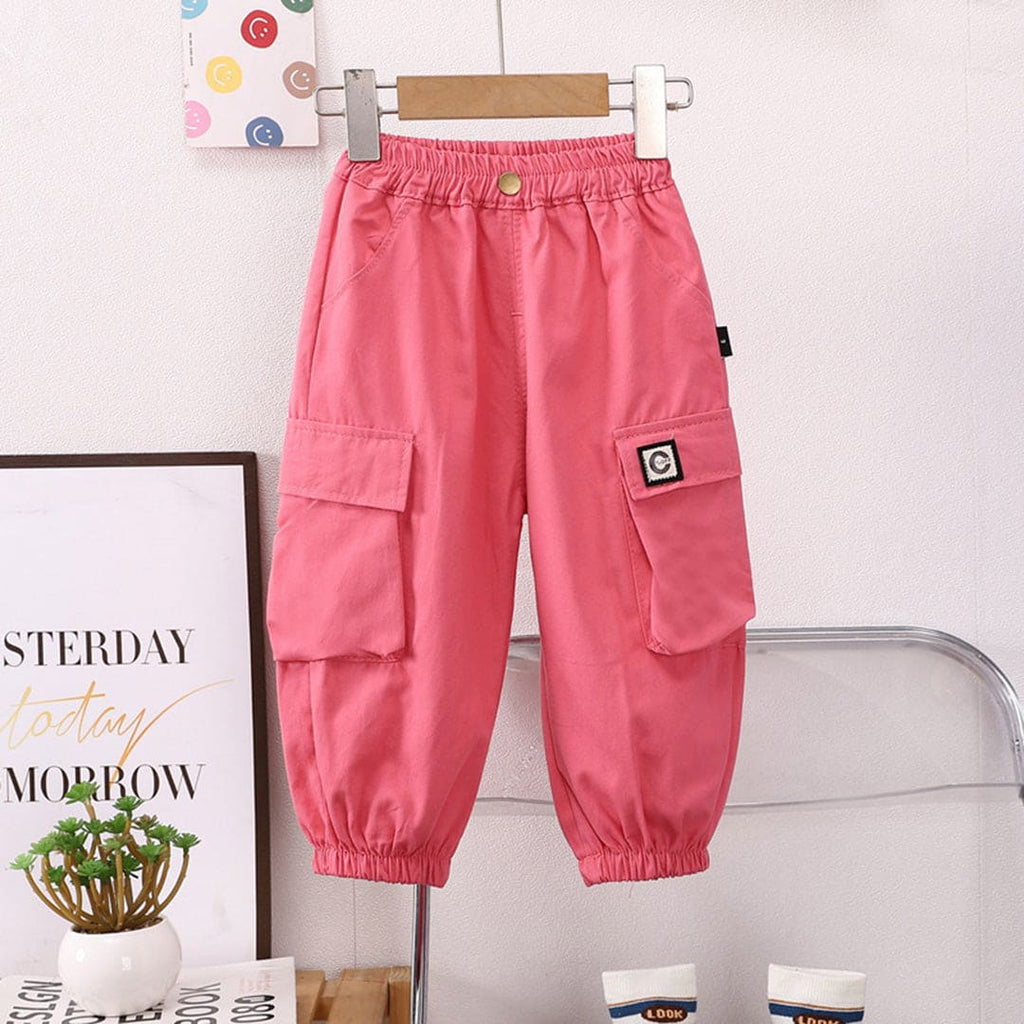 Girls Fuchsia Elasticated Cargo Jogger Joggers Fuchsia 1-2 Y 