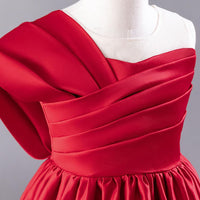 Girls Red One- Shoulder Princess Partywear Dress Party Dresses   