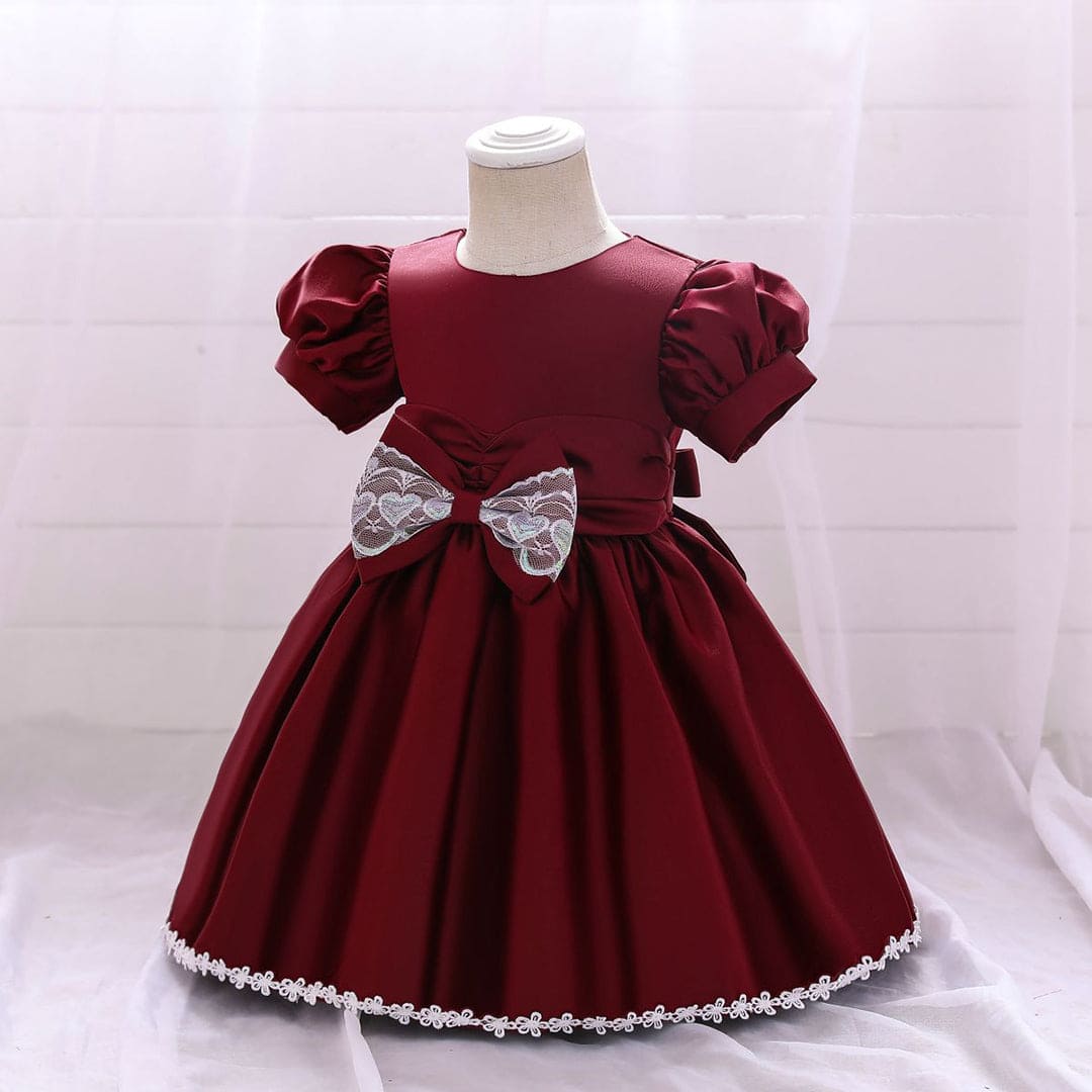 Girls Maroon Princess Partywear Dress Party Dresses   
