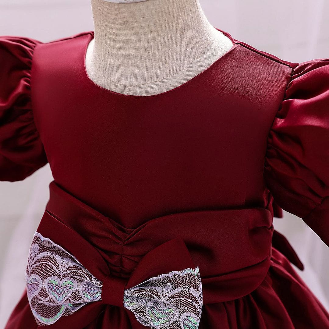 Girls Maroon Princess Partywear Dress Party Dresses   