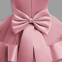 Girls Pink Fluffy Tiered Partywear Dress Party Dresses