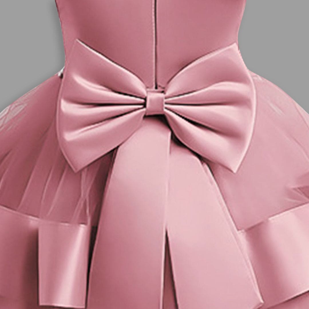 Girls Pink Fluffy Tiered Partywear Dress Party Dresses