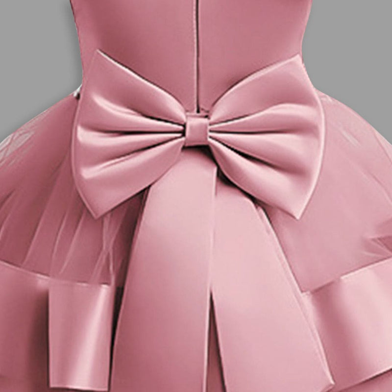 Girls Pink Fluffy Tiered Partywear Dress Party Dresses
