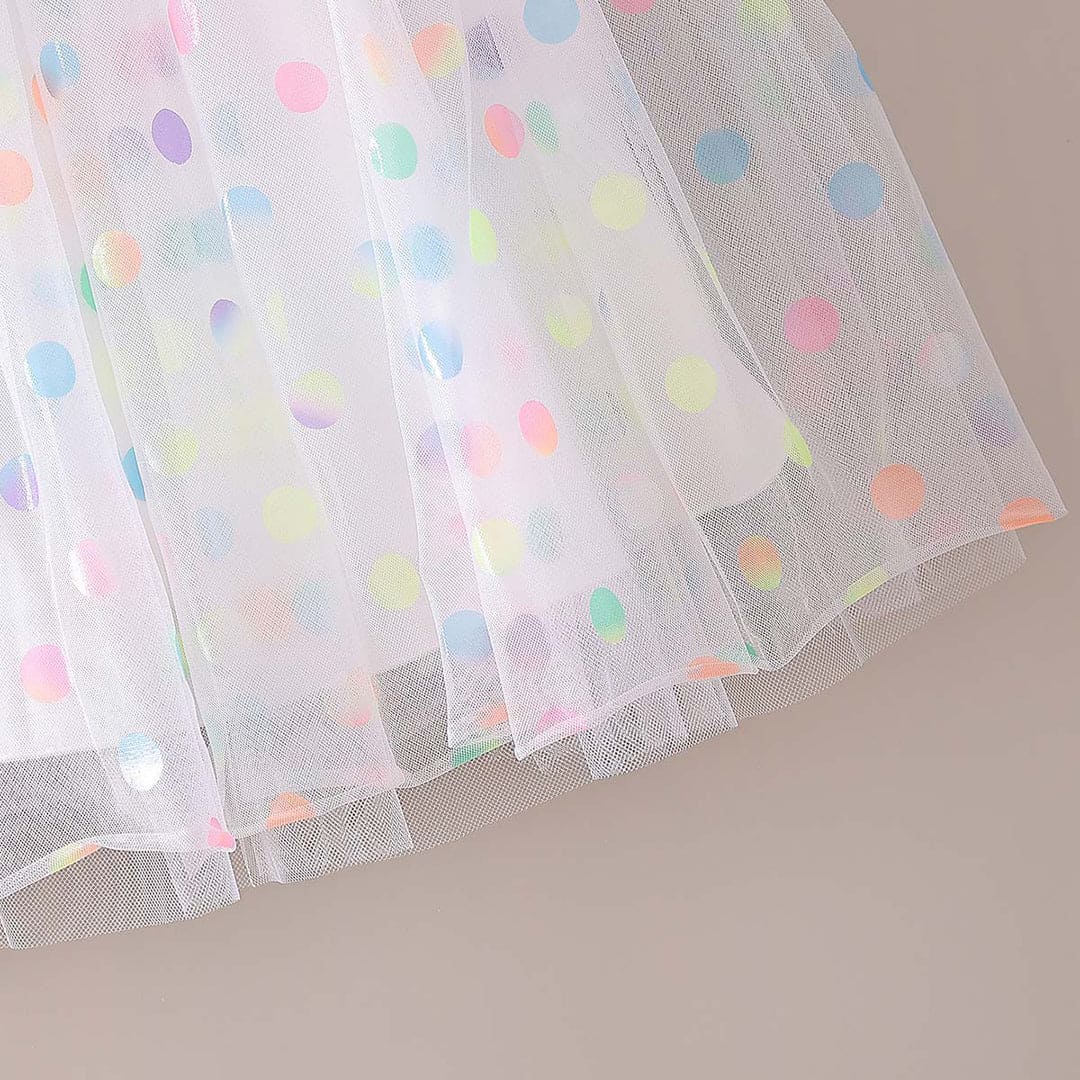 Girls Colorful Polka Dot Print Partywear Dress Party Dresses   