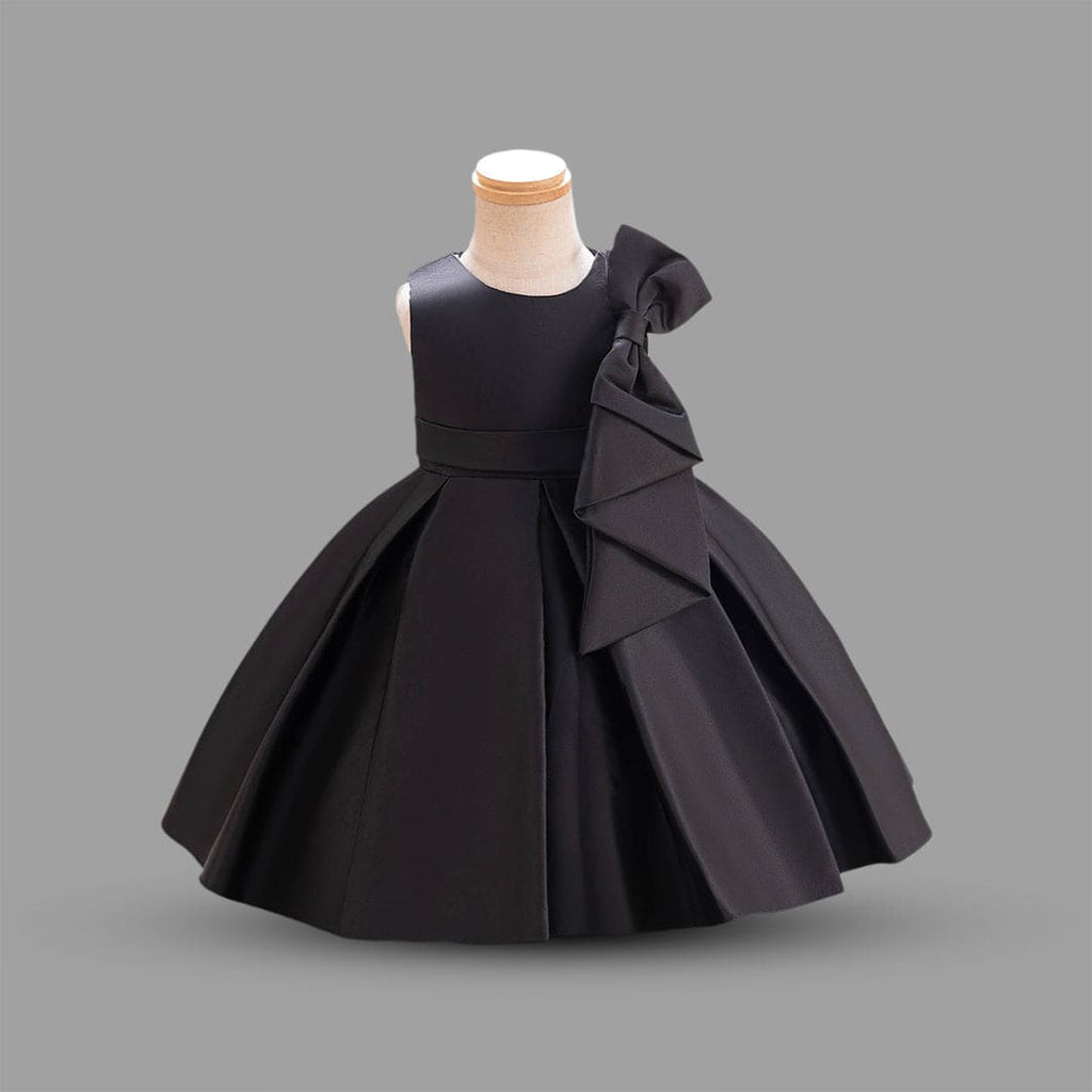 Girls Black Princess Bow Partywear Dress Party Dresses Black 1-2 Y 