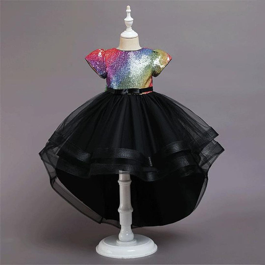 Girls High Low Shimmer Partywear Dress Party Dresses Multicolor 5-6 Y 