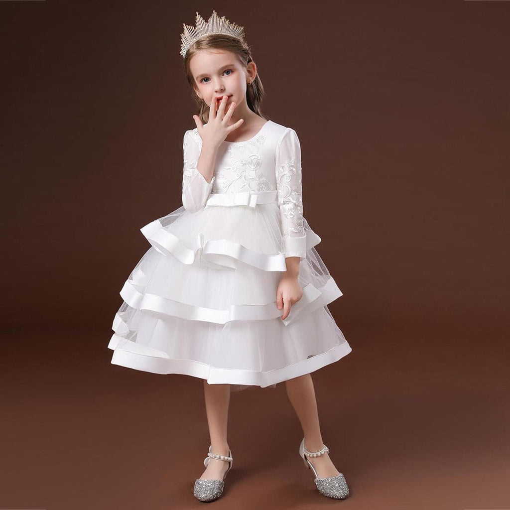 Girls White Princess Partywear Dress Party Dresses White 3-4 Y 