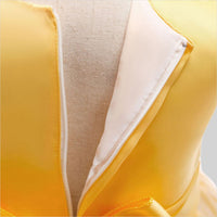 Girls Yellow Puffy Lace Princess Partywear Dress Party Dresses   