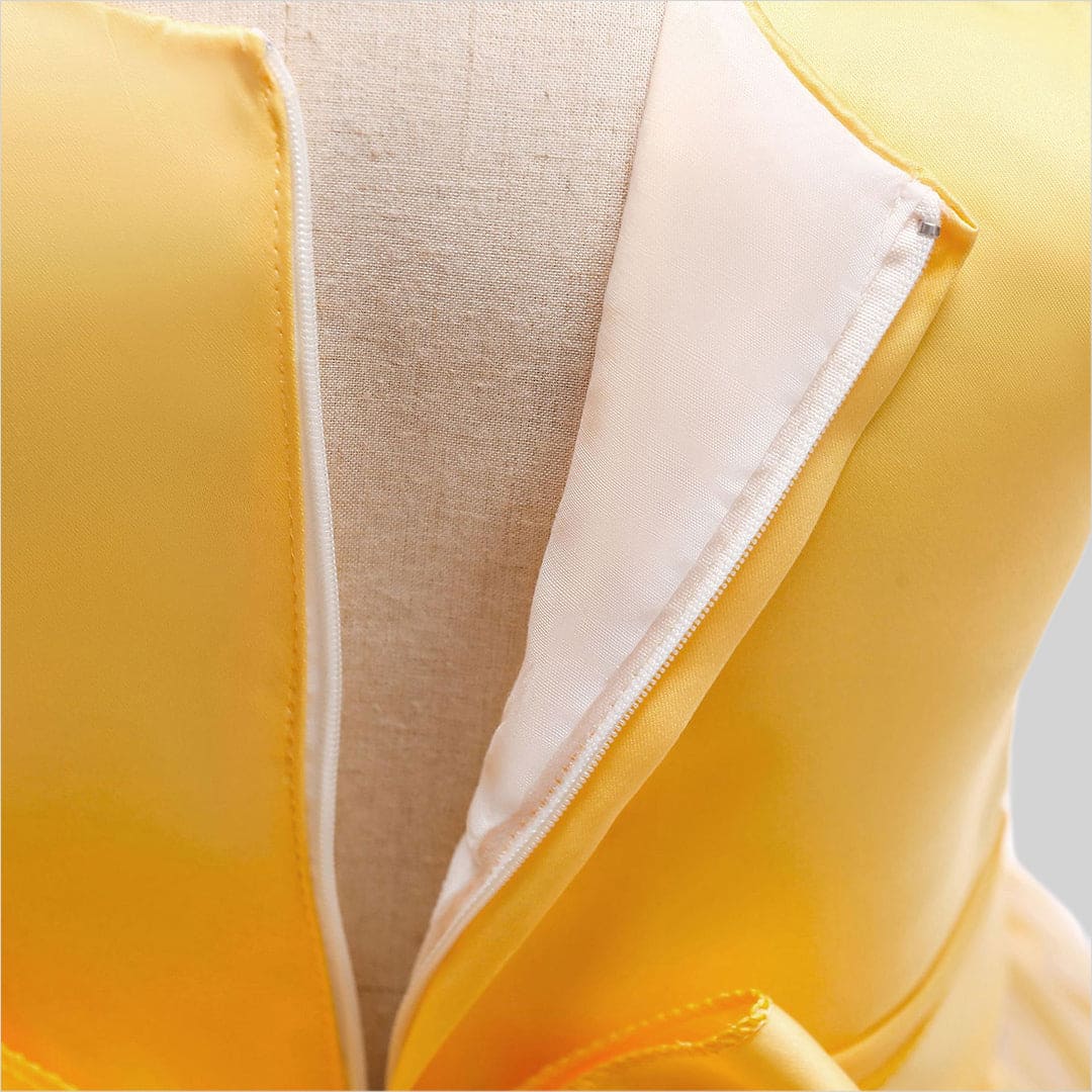Girls Yellow Puffy Lace Princess Partywear Dress Party Dresses   