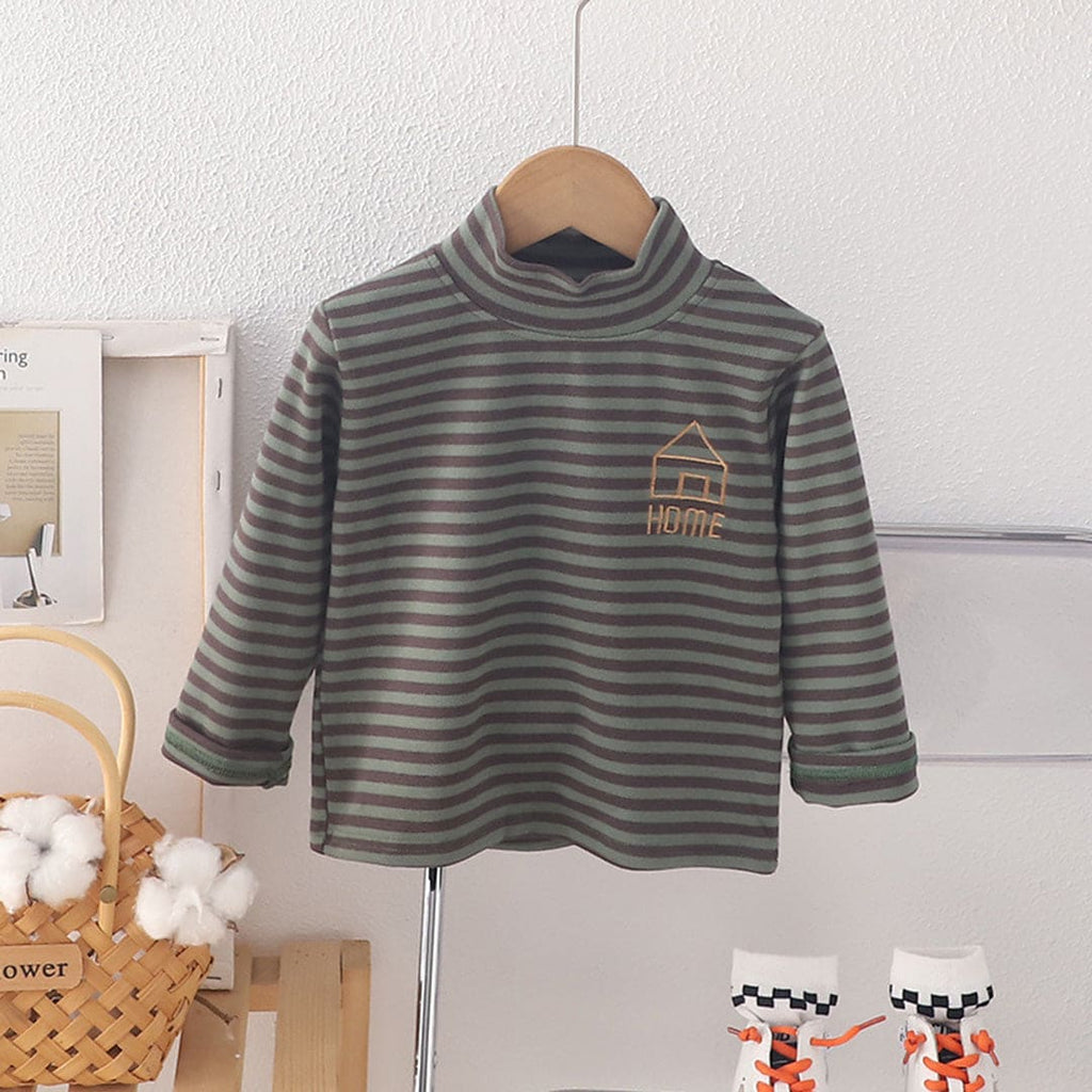 Boys Grey Striped Long Sleeves High Neck Slip On Pull Over Sweaters & Cardigans Grey 1-2 Y 